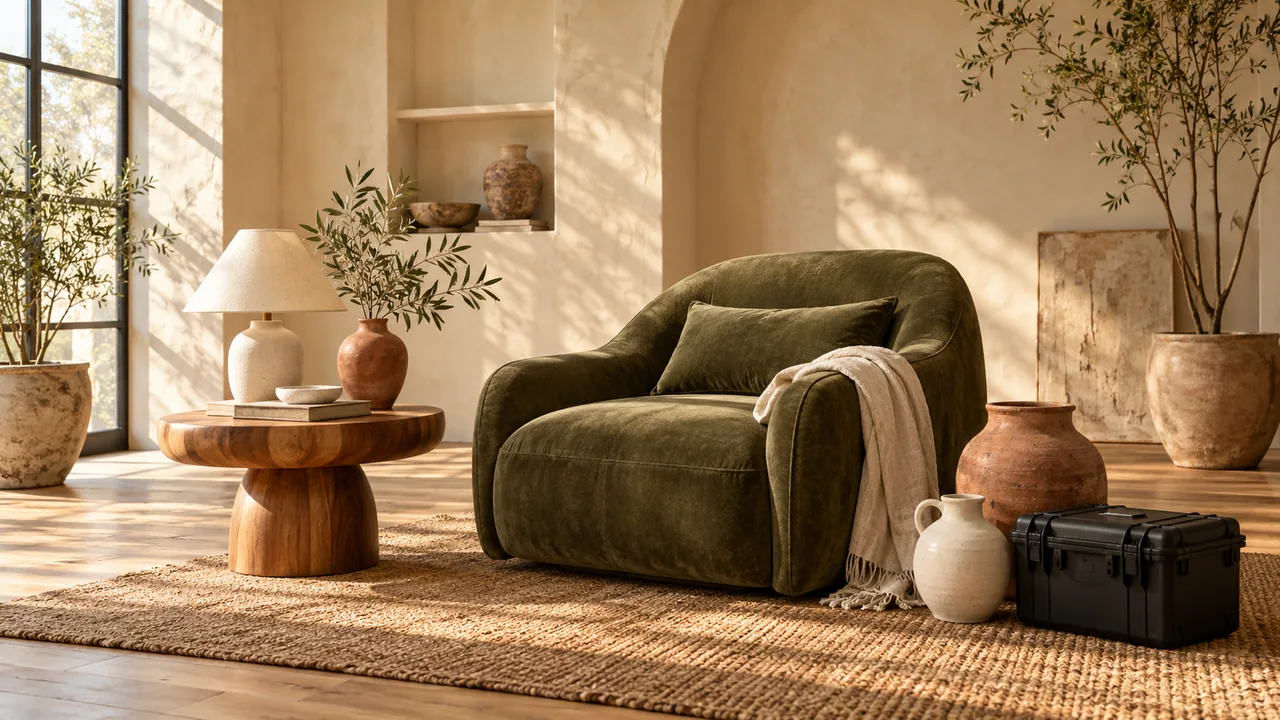Olive sculptural lounge chair