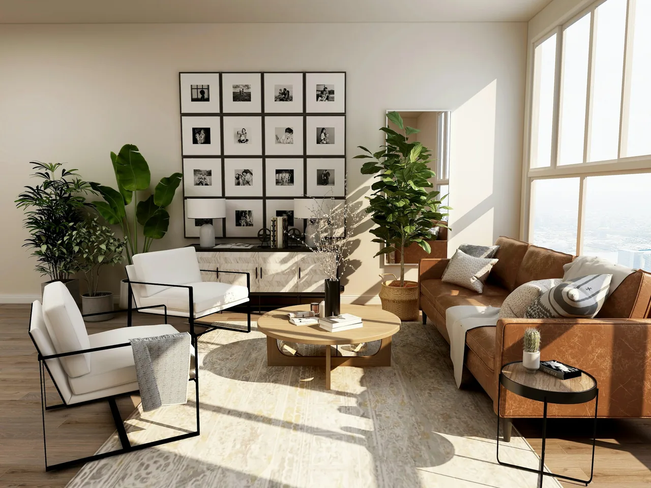 Caramel leather sofa