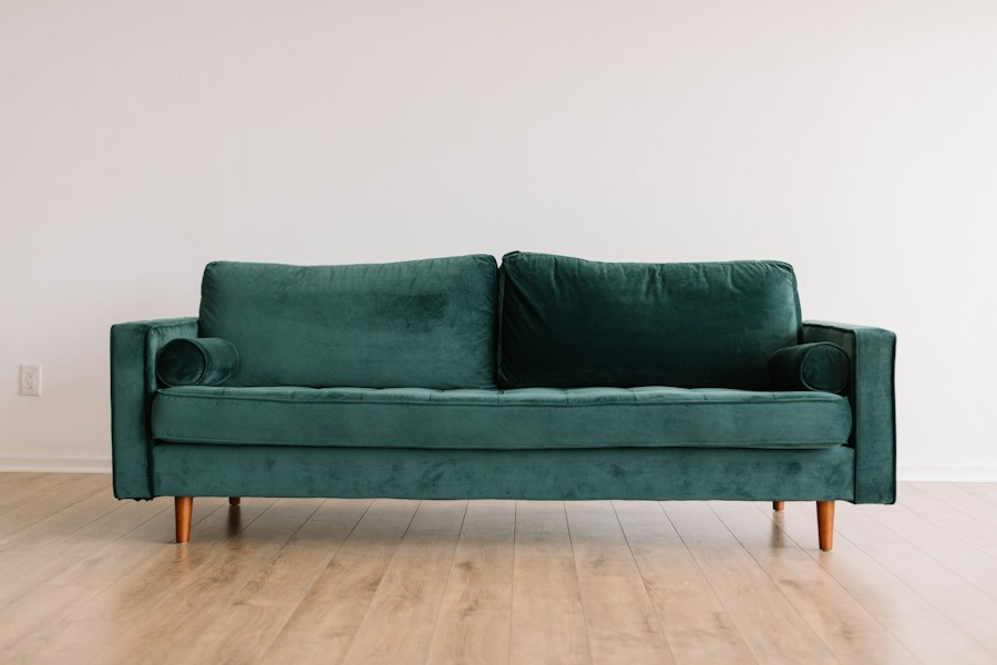 The olive velvet sofa